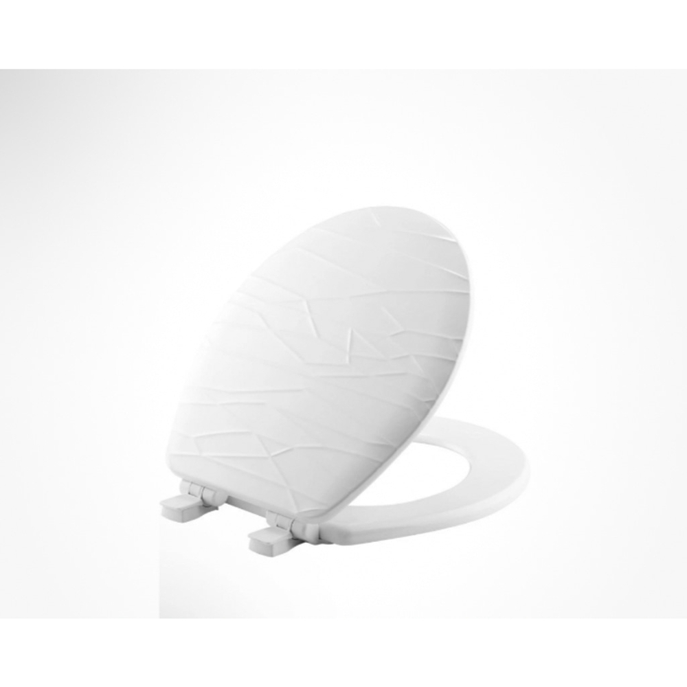 Mayfair 37SLOW 000 Modern Geometric Sculptured Molded Wood Toilet Seat - HTF!!